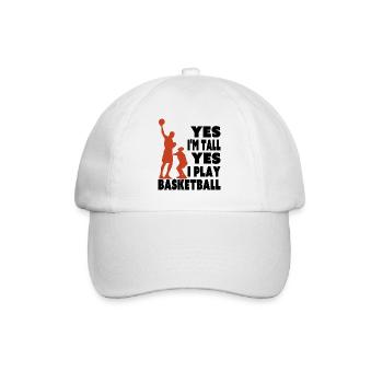 Ja, ich bin groß, ich spiele Basketball, lustig, großer Spieler - Baseballkappe - Weiß/Weiß - Vorne