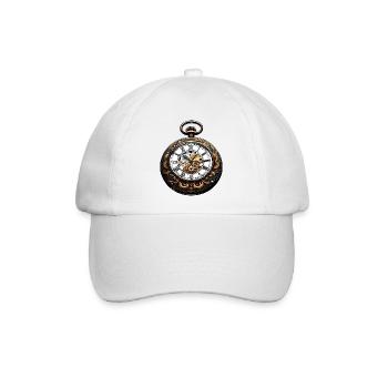 Uhr / Uhrwerk / Uhrzeit / Zeiger / Zeit / Antik - Baseballkappe - Weiß/Weiß - Vorne