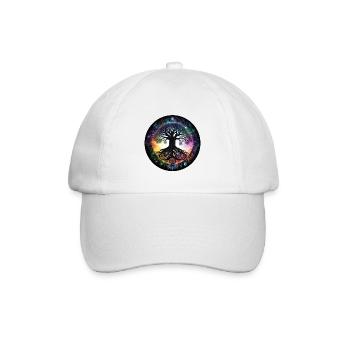 Wurzelbaum im Regenbogenkreis - Baseballkappe - Weiß/Weiß - Vorne