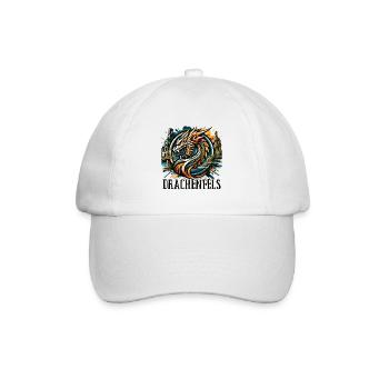 Drache Drachenkopf Logo Ruine Drachenfels - Baseballkappe - Weiß/Weiß - Vorne