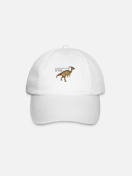 Realistische Zeichnung des Parasaurolophus - Baseballkappe - Weiß/Weiß