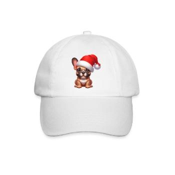 Französische Bulldogge Frohe Weihnachten - Baseballkappe - Weiß/Weiß - Vorne