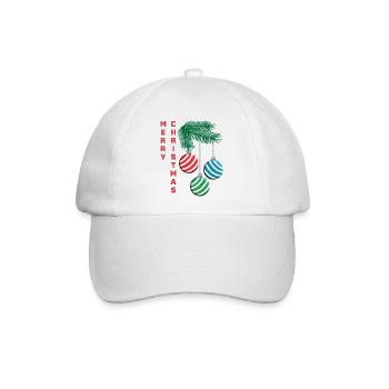 Frohe Weihnachten Zweig mit Weihnachtsschmuck - Baseballkappe - Weiß/Weiß - Vorne