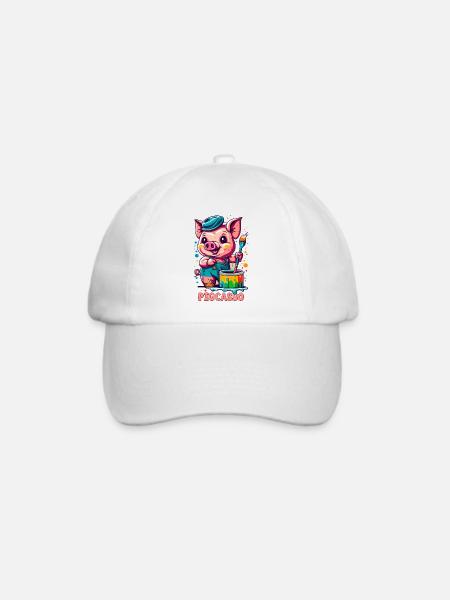 Pigcasso Lustiges Schwein Maler Kunstliebhaber - Baseballkappe - Weiß/Weiß