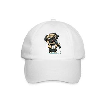 Mops-Comedy-Club - Baseballkappe - Weiß/Weiß - Vorne