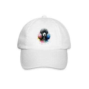 Pudel Hundekopf Watercolor - Baseballkappe - Weiß/Weiß - Vorne