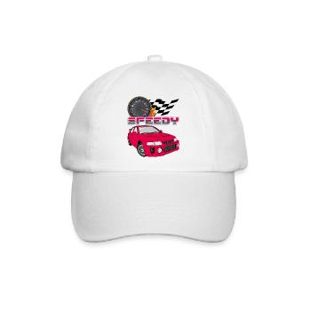 Schnelles rotes Retro-Auto - Baseballkappe - Weiß/Weiß - Vorne