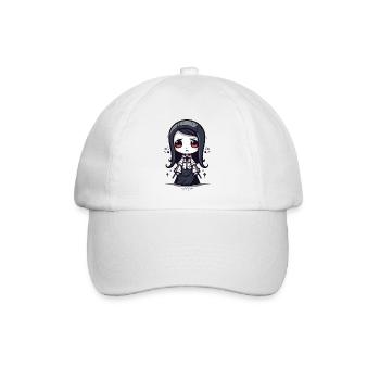 Chibi Japanisches Samurai-Mädchen - Baseballkappe - Weiß/Weiß - Vorne