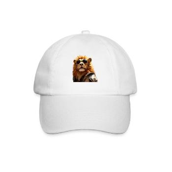 Löwe mit Sonnenbrille Papa Löwen Liebe Wilder Löwe - Baseballkappe - Weiß/Weiß - Vorne