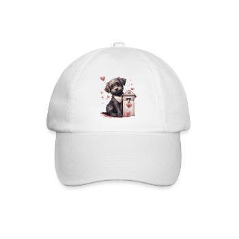 Hund liefert Liebesbrief Valentinstag Hund - Baseballkappe - Weiß/Weiß - Vorne