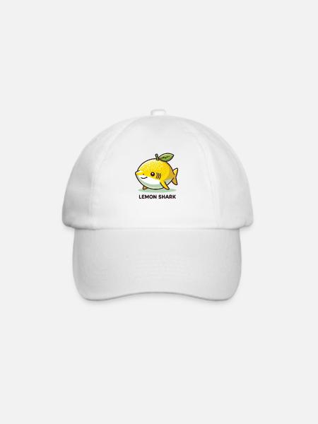 Zitrone Hai lustiges Tier aus Obst - Baseballkappe - Weiß/Weiß