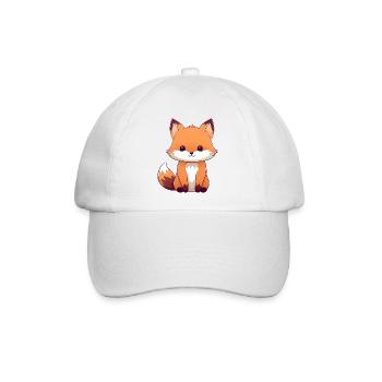 Niedlicher Cartoon Fuchs auf Kleidung - Baseballkappe - Weiß/Weiß - Vorne