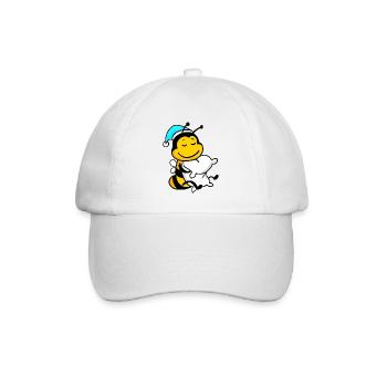 Biene mit Kissen und Schlafmütze - Baseballkappe - Weiß/Weiß - Vorne