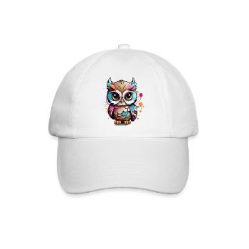 Bunte Eulenfigur im Pop Art Stil - Baseballkappe - Weiß/Weiß - Vorne