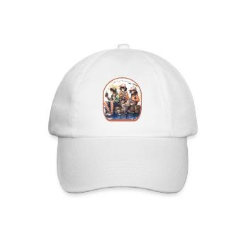 Anime-Fischer fangen niedliches Boba-Tee-Spiel - Baseballkappe - Weiß/Weiß - Vorne