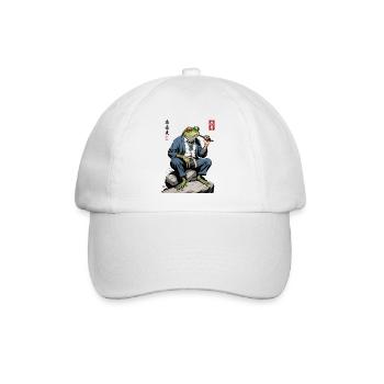 Eleganter Yokai Frosch Japan Streetwear - Baseballkappe - Weiß/Weiß - Vorne