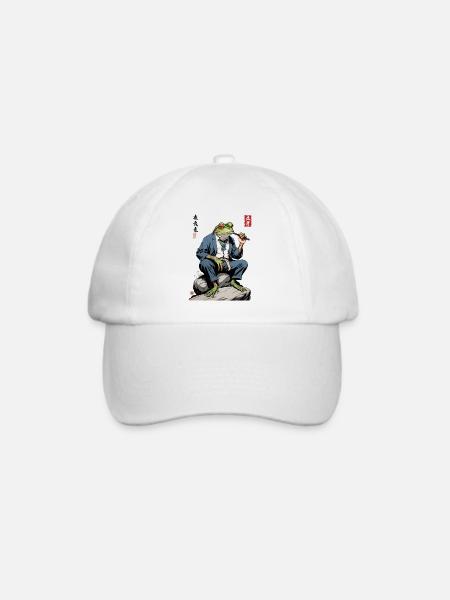 Eleganter Yokai Frosch Japan Streetwear - Baseballkappe - Weiß/Weiß