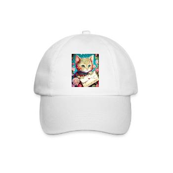VALENTINSTAG KATZE BRIEF BLUMEN - Baseballkappe - Weiß/Weiß - Vorne