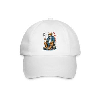 Japanischer Tiger Yakuza Anime Kemonomimi Kunst - Baseballkappe - Weiß/Weiß - Vorne