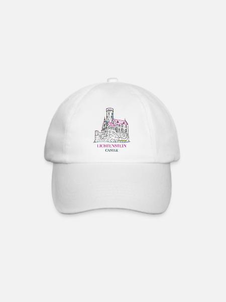 Schloss Lichtenstein, Deutschland, Handzeichnung - Baseballkappe - Weiß/Weiß