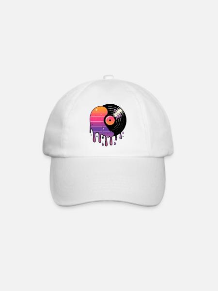 Kosmische Vinyl-Schallplatte - Baseballkappe - Weiß/Weiß