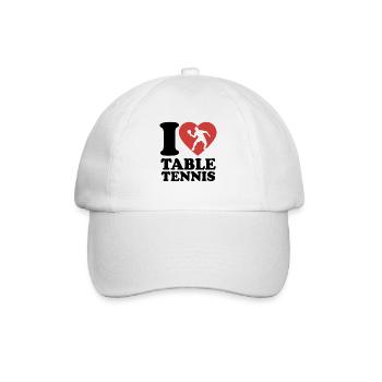 I Love Table Tennis - Herz - Hobby - Baseballkappe - Weiß/Weiß - Vorne