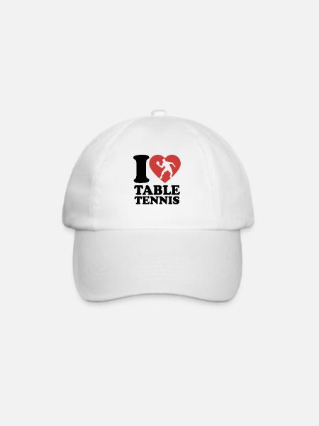 I Love Table Tennis - Herz - Hobby - Baseballkappe - Weiß/Weiß
