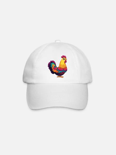 Niedliche und bunte Henne - Baseballkappe - Weiß/Weiß