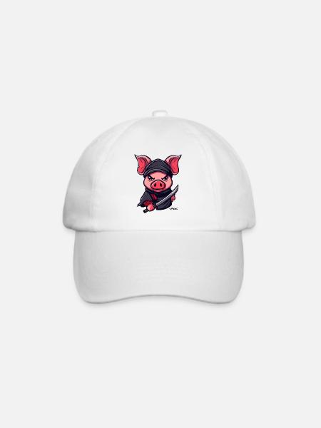 Ninja Schwein - Baseballkappe - Weiß/Weiß