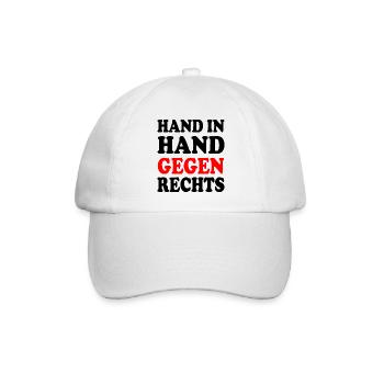 Hand in hand gegen rechts - Baseballkappe - Weiß/Weiß - Vorne