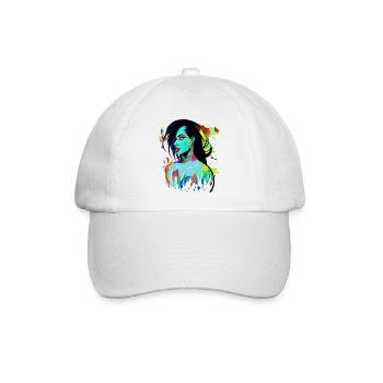 Neon Porträt Farbexplosion - Baseballkappe - Weiß/Weiß - Vorne