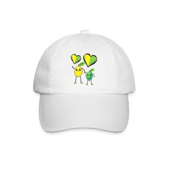 Zitrone Limette Herz Liebe Obst Früchte Vitamine C - Baseballkappe - Weiß/Weiß - Vorne