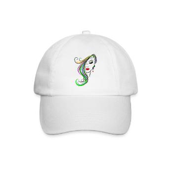 Frau mit buntem Haar - Baseballkappe - Weiß/Weiß - Vorne