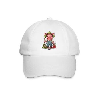 Gartenarbeit Garten Schwein Gärtner - Baseballkappe - Weiß/Weiß - Vorne