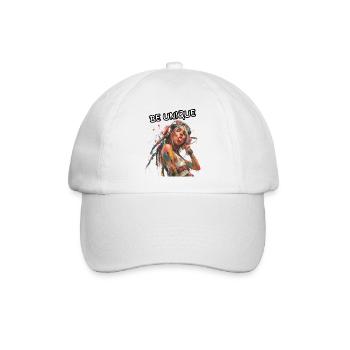 BE UNIQUE. Selbsttreue, Selbstbewusst, Individual, - Baseballkappe - Weiß/Weiß - Vorne