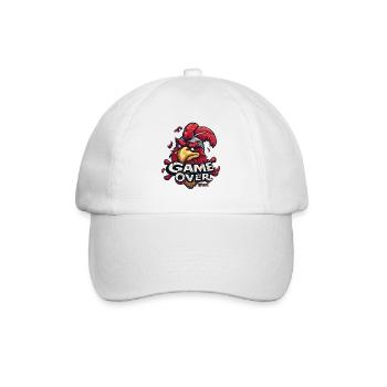 Game Over Gaming Gamer Hühner Hahn Huhn - Baseballkappe - Weiß/Weiß - Vorne