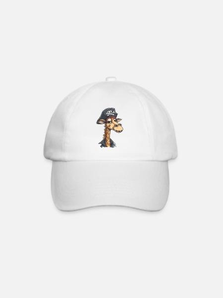 Großer Spaß: Lächelnde Piraten Giraffe - Baseballkappe - Weiß/Weiß