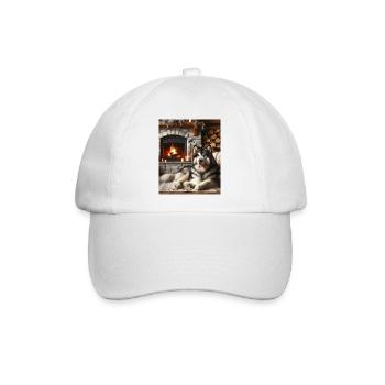 Alaskan Malamute Cottagecore Kabine Gemütlichkeit Herren - Baseballkappe - Weiß/Weiß - Vorne
