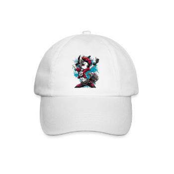 Werwolf Punk, Punkerin, Punkrock, Wölfin, Fun, - Baseballkappe - Weiß/Weiß - Vorne