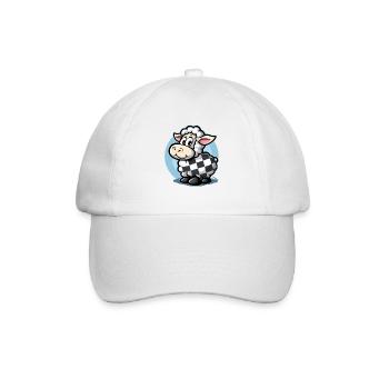 Kariertes Muster süßes Cartoon-Schaf - Baseballkappe - Weiß/Weiß - Vorne