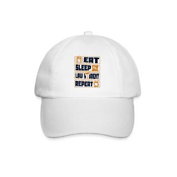 Essen Sie, schlafen Sie Jurastudenten und wiederholen Sie Jurastudenten - Baseballkappe - Weiß/Weiß - Vorne