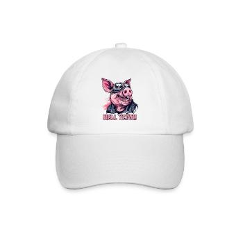 Hell Yeah, Motorrad-Biker-Schwein - Baseballkappe - Weiß/Weiß - Vorne