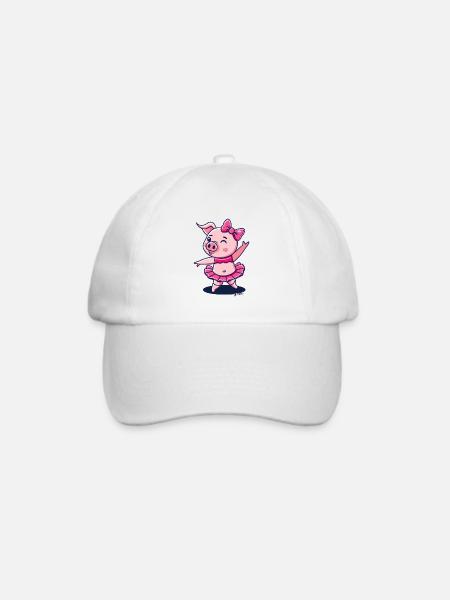 Die niedliche Schweinchen Schweine Ballerina - Baseballkappe - Weiß/Weiß