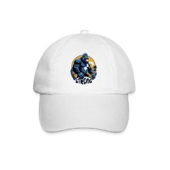 Gorilla mit Goldkette - Baseballkappe - Weiß/Weiß - Vorne
