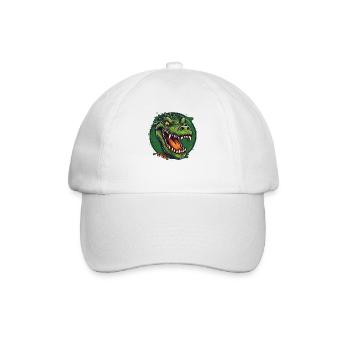Cartoon-Alligator: Grüner, lustiger Gator - Baseballkappe - Weiß/Weiß - Vorne