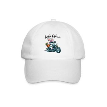 Frohe Ostern Hase Osterhase Motorrad Cool lustig - Baseballkappe - Weiß/Weiß - Vorne