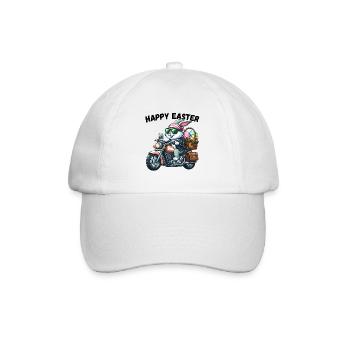 Frohe Ostern Bunny Motorrad Cool Biker Osterhase - Baseballkappe - Weiß/Weiß - Vorne