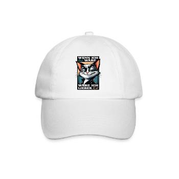 Katzenmotiv mit witzigem Spruch - Baseballkappe - Weiß/Weiß - Vorne
