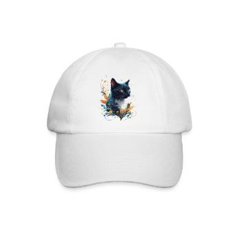 Bunte Katze - Baseballkappe - Weiß/Weiß - Vorne