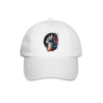 Bunte Katze - Baseballkappe - Weiß/Weiß - Vorne